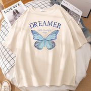 Casual loose butterfly print T-shirt