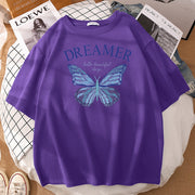Casual loose butterfly print T-shirt