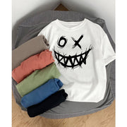 Casual Loose Trend Design Printed Cotton T-Shirt