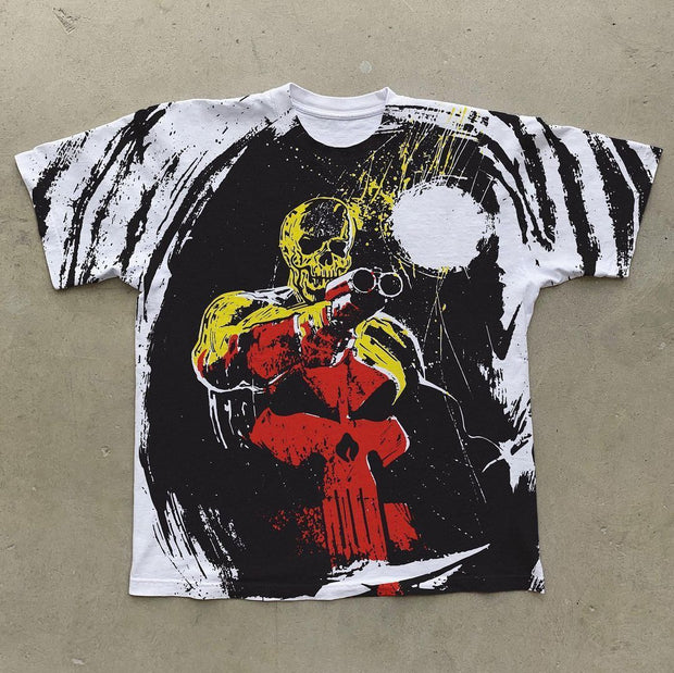 Fashion skull print T-shirt men