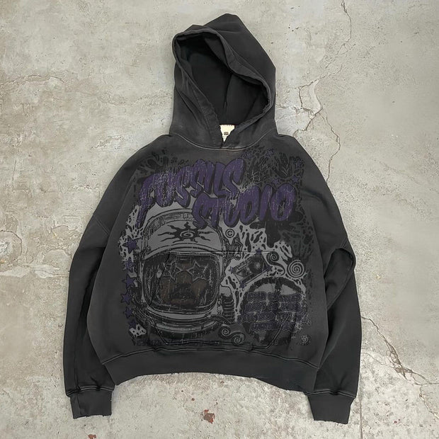 Fossils Print Long Sleeve Hoodies