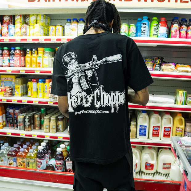 Hety Chopper And The Deathly Hallows printed T-shirt