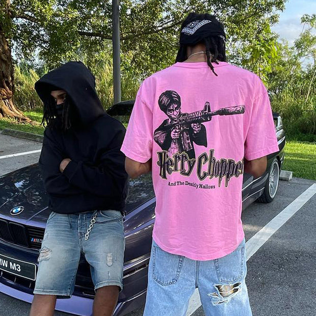 Hety Chopper And The Deathly Hallows printed T-shirt