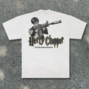Hety Chopper And The Deathly Hallows printed T-shirt