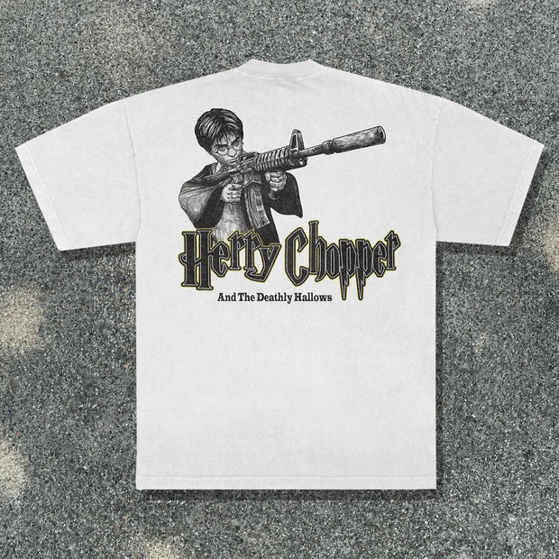 Hety Chopper And The Deathly Hallows printed T-shirt