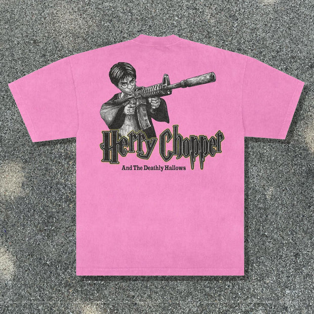 Hety Chopper And The Deathly Hallows printed T-shirt