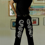 Casual style illustration snake print fashion jeans