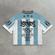 Global Tour Casual Street Stripe Mesh Splicing Jersey