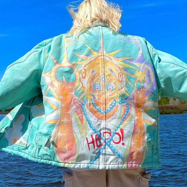 I am my own hero hand-painted vintage jacket