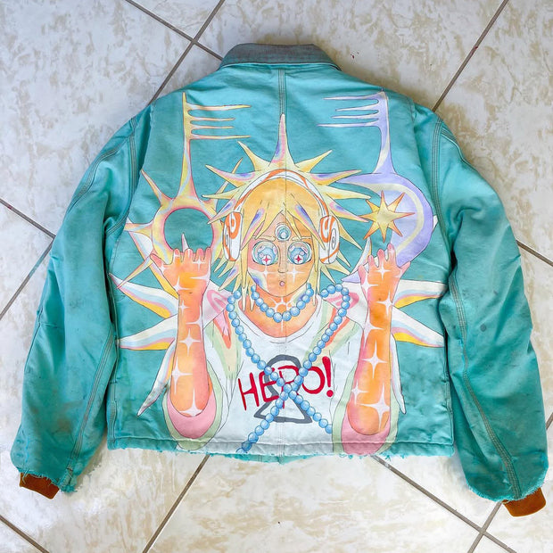 I am my own hero hand-painted vintage jacket