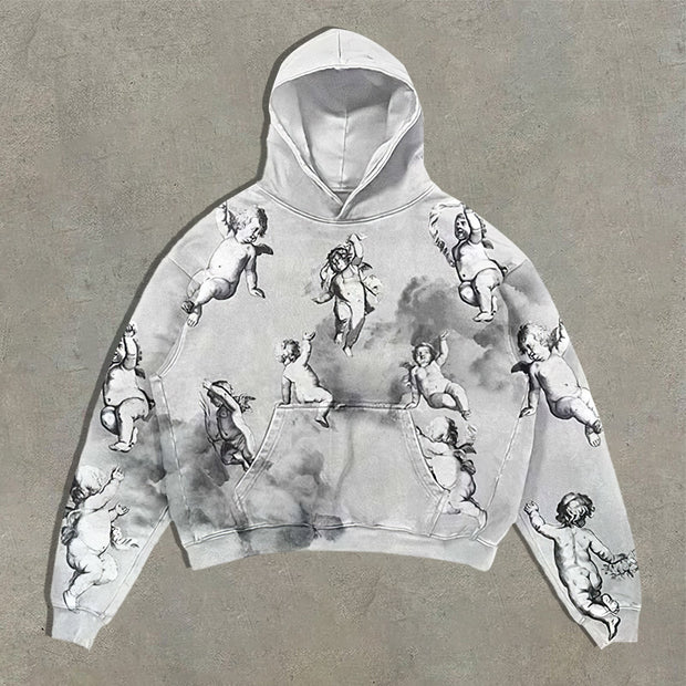 Angel print oversized hoodie