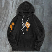 Vintage Print Trendy Plush Hoodie