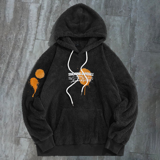 Vintage Print Trendy Plush Hoodie