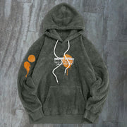 Vintage Print Trendy Plush Hoodie