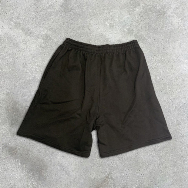 graphic print elastic shorts
