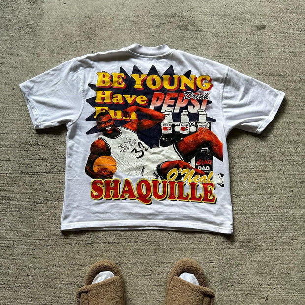 Fashion Big Slam Print Short Sleeve T-Shirt