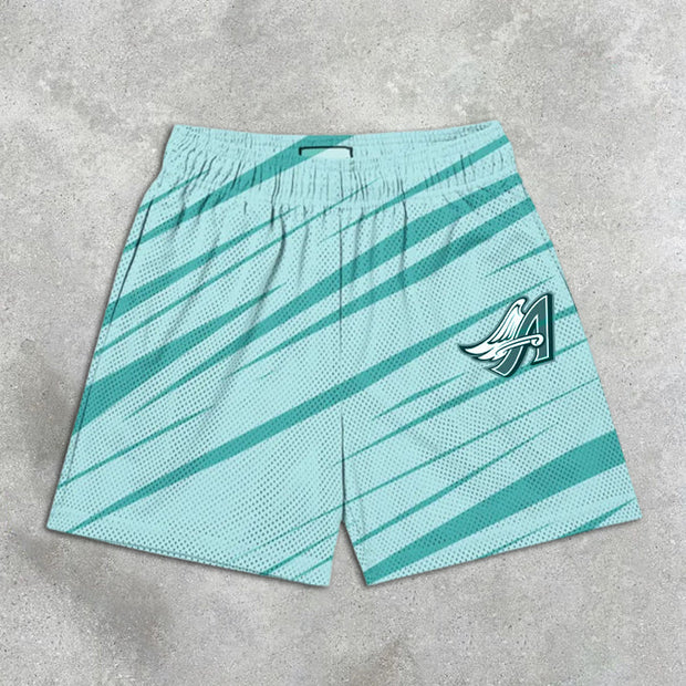 graphic print elastic shorts