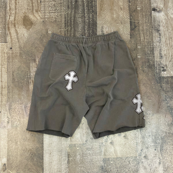 Fashion retro green cross print street shorts