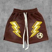 Lightning Print Drawstring Pocket Shorts