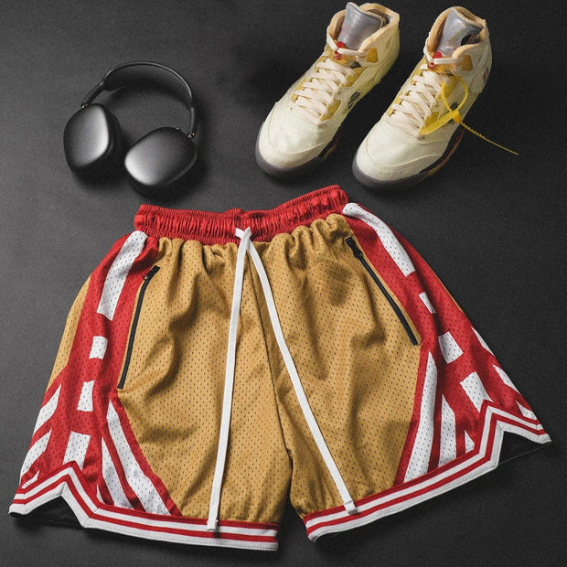 Vintage Print Street Mesh Shorts