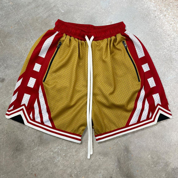Vintage Print Street Mesh Shorts