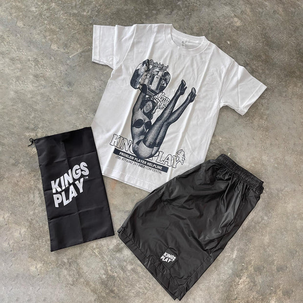 Casual Printed Round Neck Short Sleeve T-Shirt Sports Shorts Set
