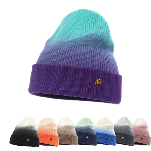 Gradient texture small standard knitted hat warm woolen hat