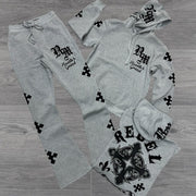 Fashion casual cross letter print hoodie trousers two-piece set