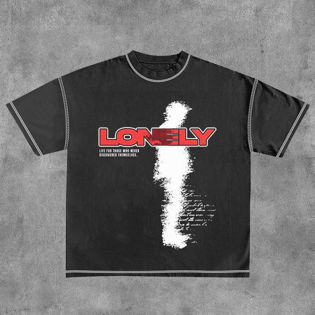 Personalized Lonely Print Short Sleeve T-Shirt