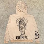 Sporty personality zipper print hoodie