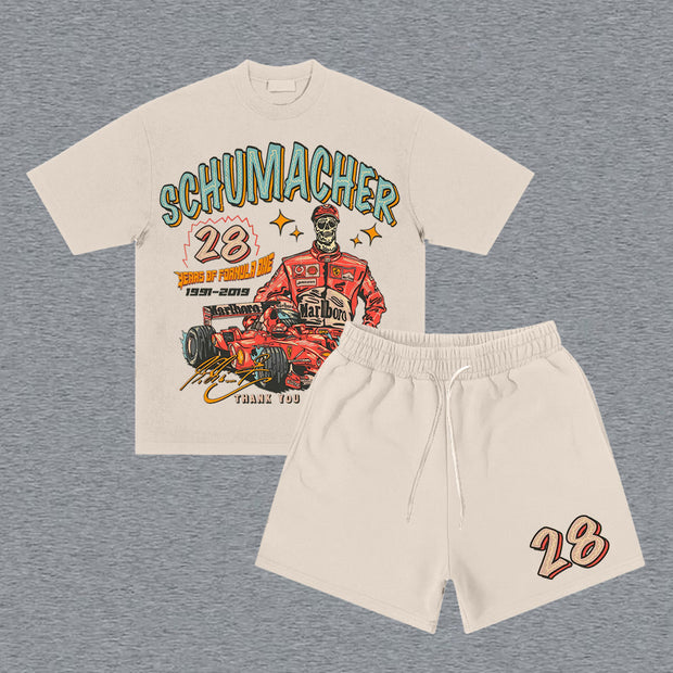 Racer No. 28 Print Short Sleeve Two Piece Set