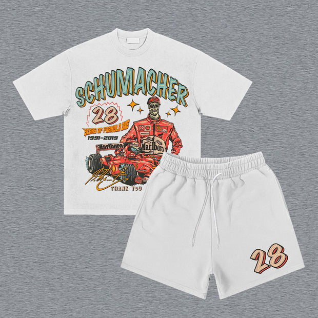 Racer No. 28 Print Short Sleeve Two Piece Set