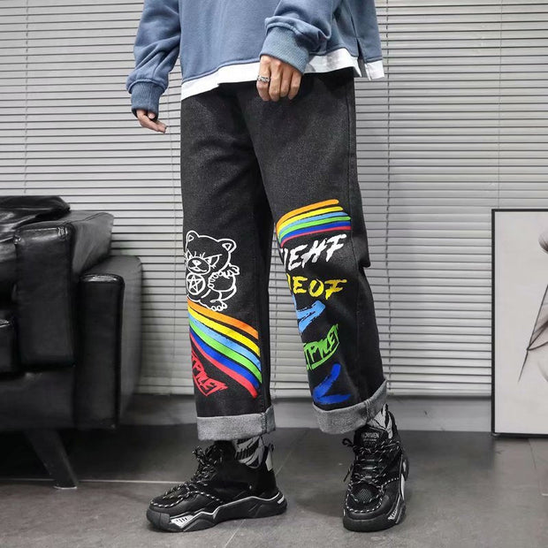 Loose straight hip hop casual cropped pants