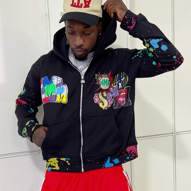 Hip Hop Street Graffiti Zip-Up Hoodie