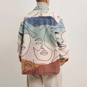 Street contrast color personality printed lapel jacket