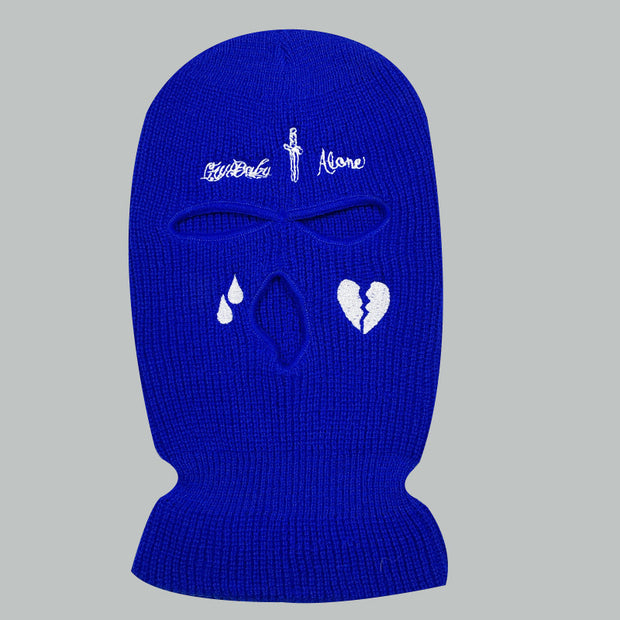 Cross broken heart knitted three hole hat