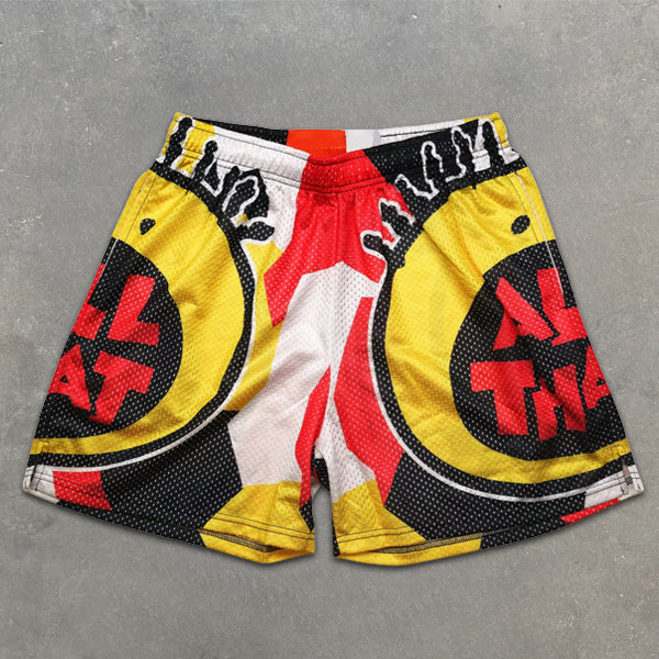 graphic allover elastic shorts