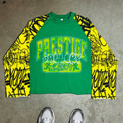 Personalized street style letter print contrast color T-shirt