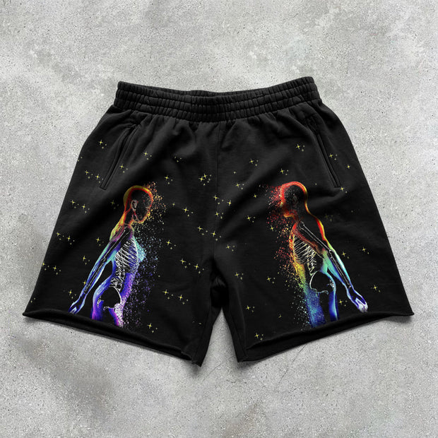 Two Ways Fashion Print Hip Hop Casual Shorts