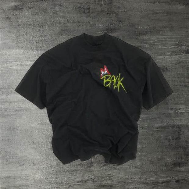 Personalized graffiti print round neck short-sleeved T-shirt