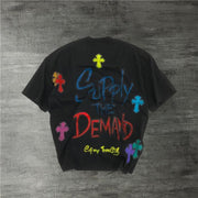 Personalized graffiti print round neck short-sleeved T-shirt