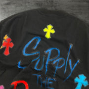 Personalized graffiti print round neck short-sleeved T-shirt