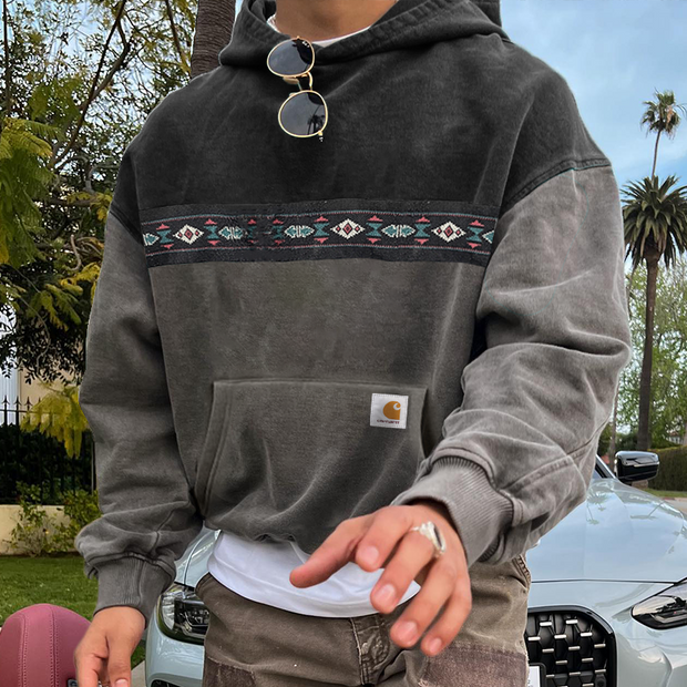 Trendy retro hip-hop casual washed hoodie