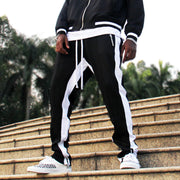 Multi-pocket zipper contrast stitching sports trousers