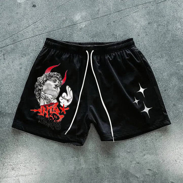 Casual Basic Print Mesh Shorts
