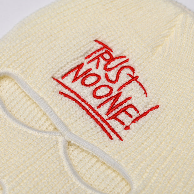 Sunscreen warm ear protection wool hat ski windproof mask embroidered three-hole knitted hat