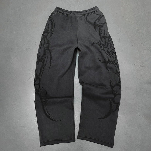 Vintage solid color patterned sweatpants