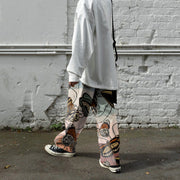 Butterfly retro print loose street casual trousers