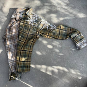 Vintage patchwork colorful plaid flannel shirt