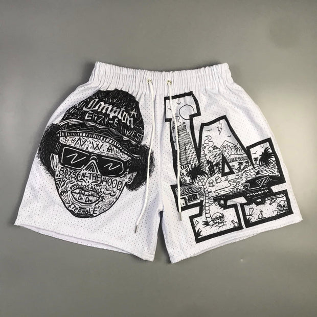 LA and Skull Mesh Shorts